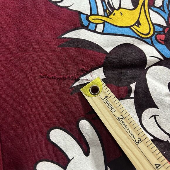 Vtg Disney Mickey Mouse & Friends Breakthrough Crewneck Large Back Hit Red 90s - Picture 8 of 10